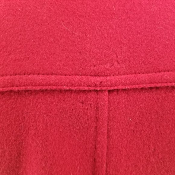 Vtg L.L. Bean Red 100% Wool Toggle Plaid Blanket Hooded Coat Jacket 8 MED USA - Picture 7 of 13